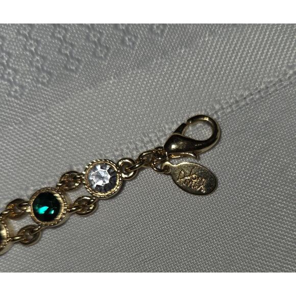 Joan Rivers Multi Color Crystal Bracelet Gold Tone Link Signed Faceted Stones 7" - Picture 6 of 8